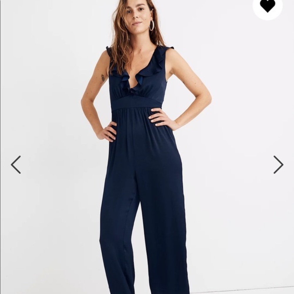 NWT Madewell Satin Ruffle Neck Jumpsuit Size 00